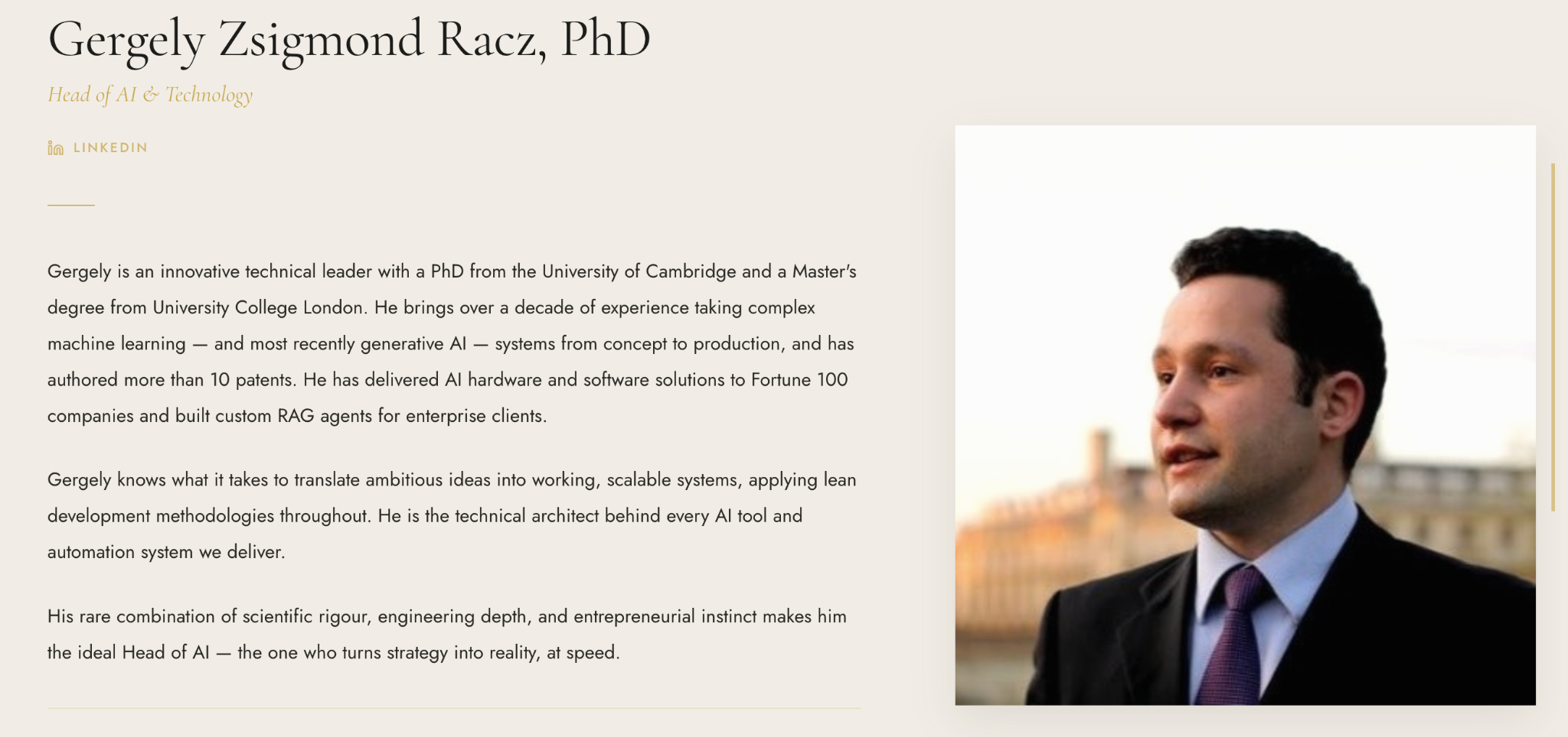 Gergely Zsigmond Racz, PhD, Head of AI & Technology